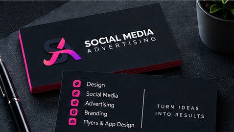 Social Media Advertising logo printed on business cards