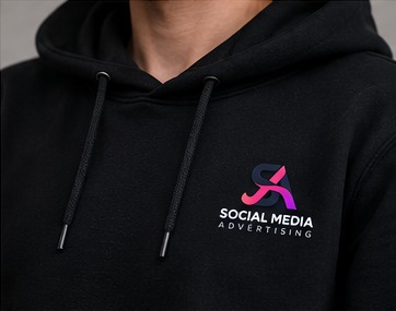 Social Media Advertising logo on a black hoodie