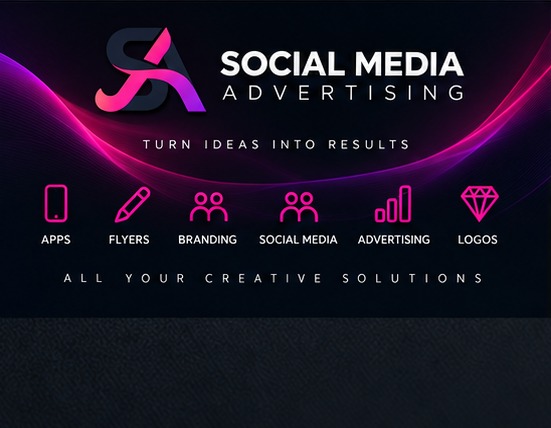 Social Media Advertising social post design featuring the service icon row